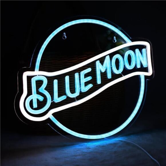 Blue Moon Beer Light LED Neon Sign Wall Decor Man Cave Restaurant Bar Party NEW - Picture 2 of 6